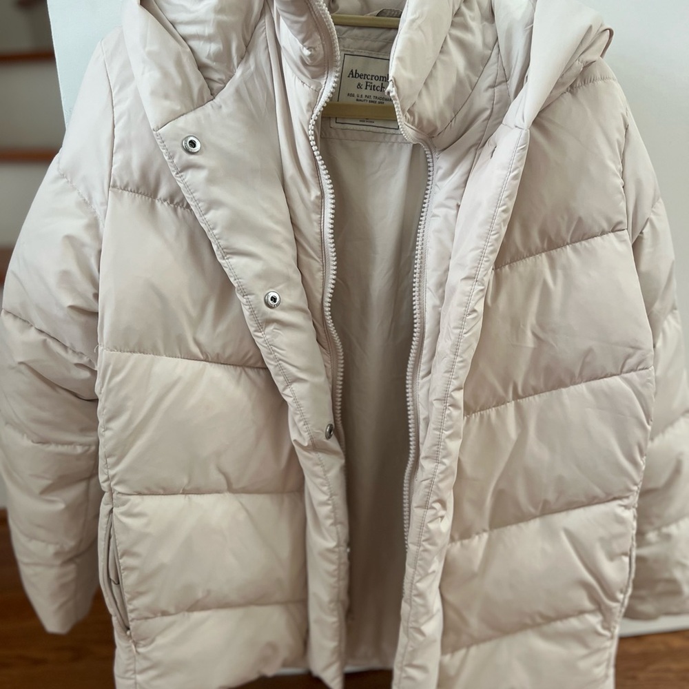 Abercrombie & Fitch Off White Puffer Winter Jacket Women Size Small